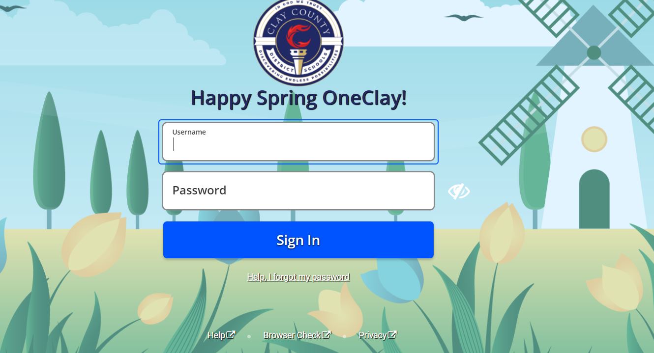 Screenshot of the myoneclay net login interface