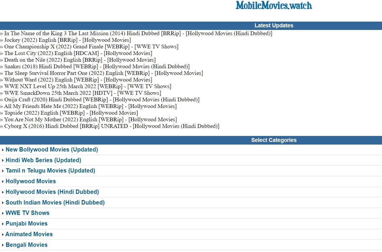 On Mobilemovies Com Download Movies From Various Genres And Languages