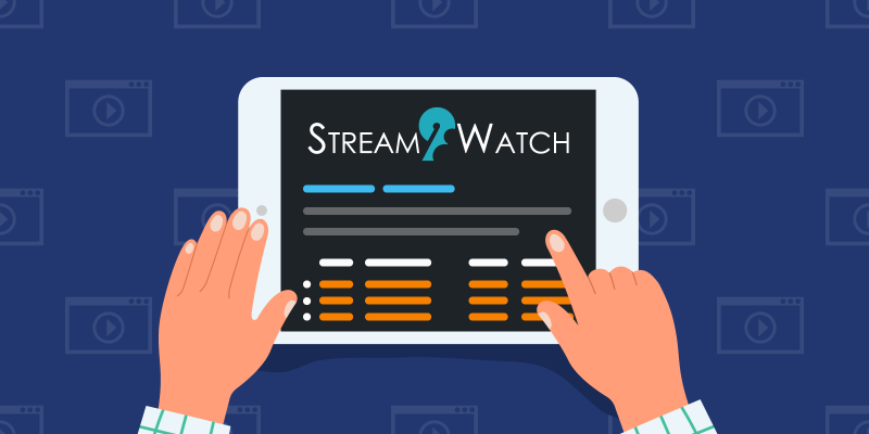 Stream2watch website clipart showing hands on top of a tablet