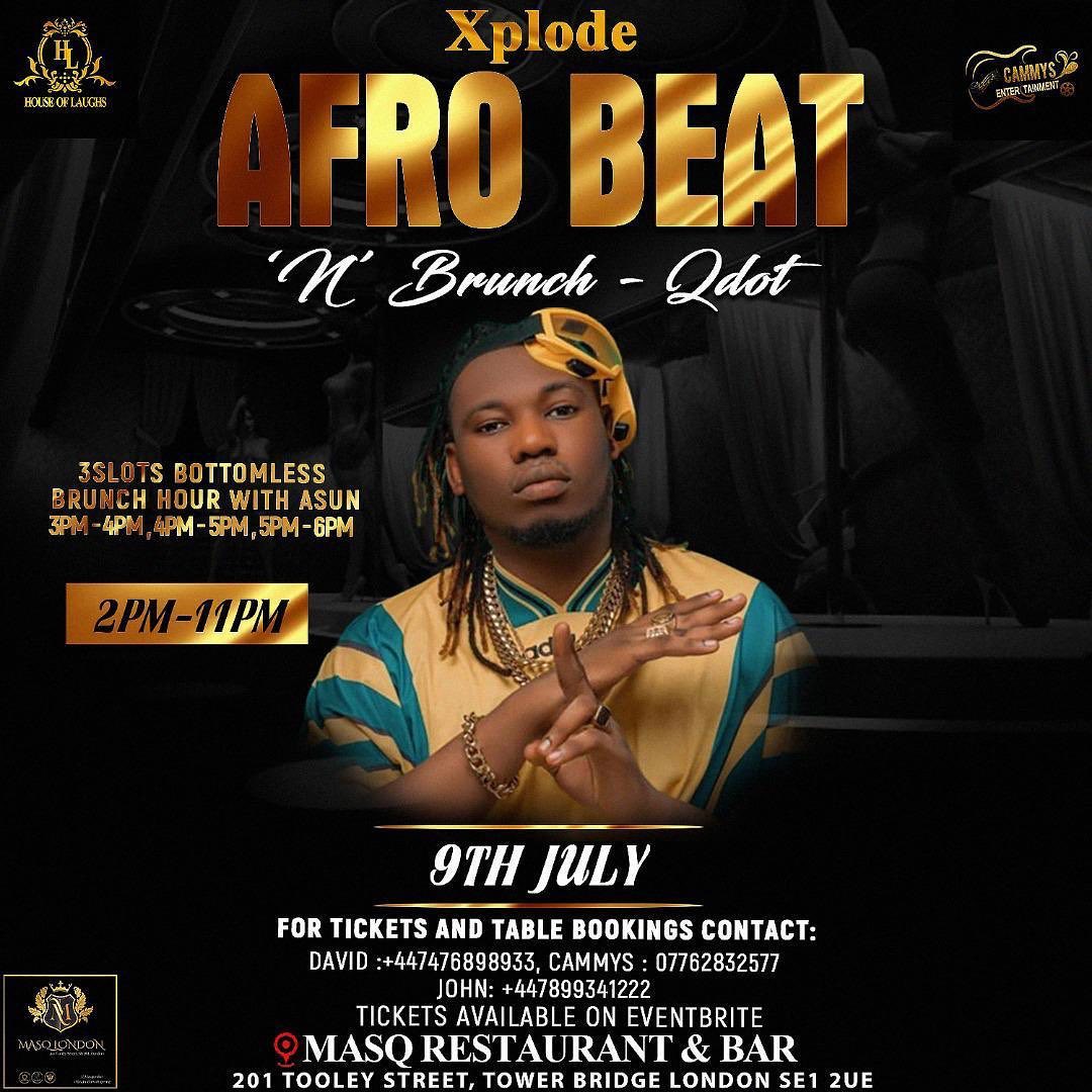 ‘Xplode Afro Beat’ event poster by Nigerian singer Qdot