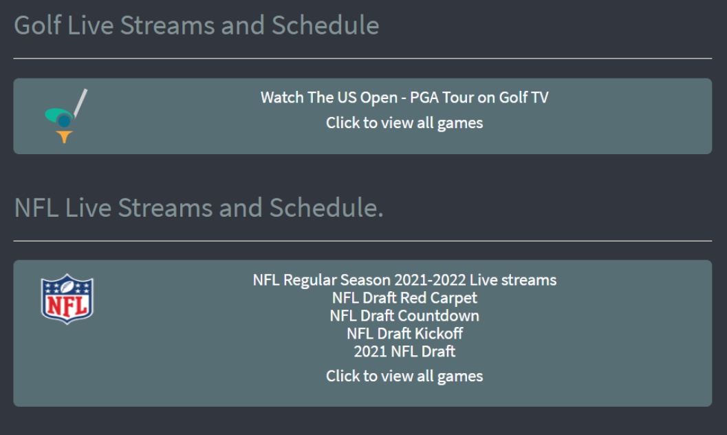 Crackstreams live streams and schedule page screenshot