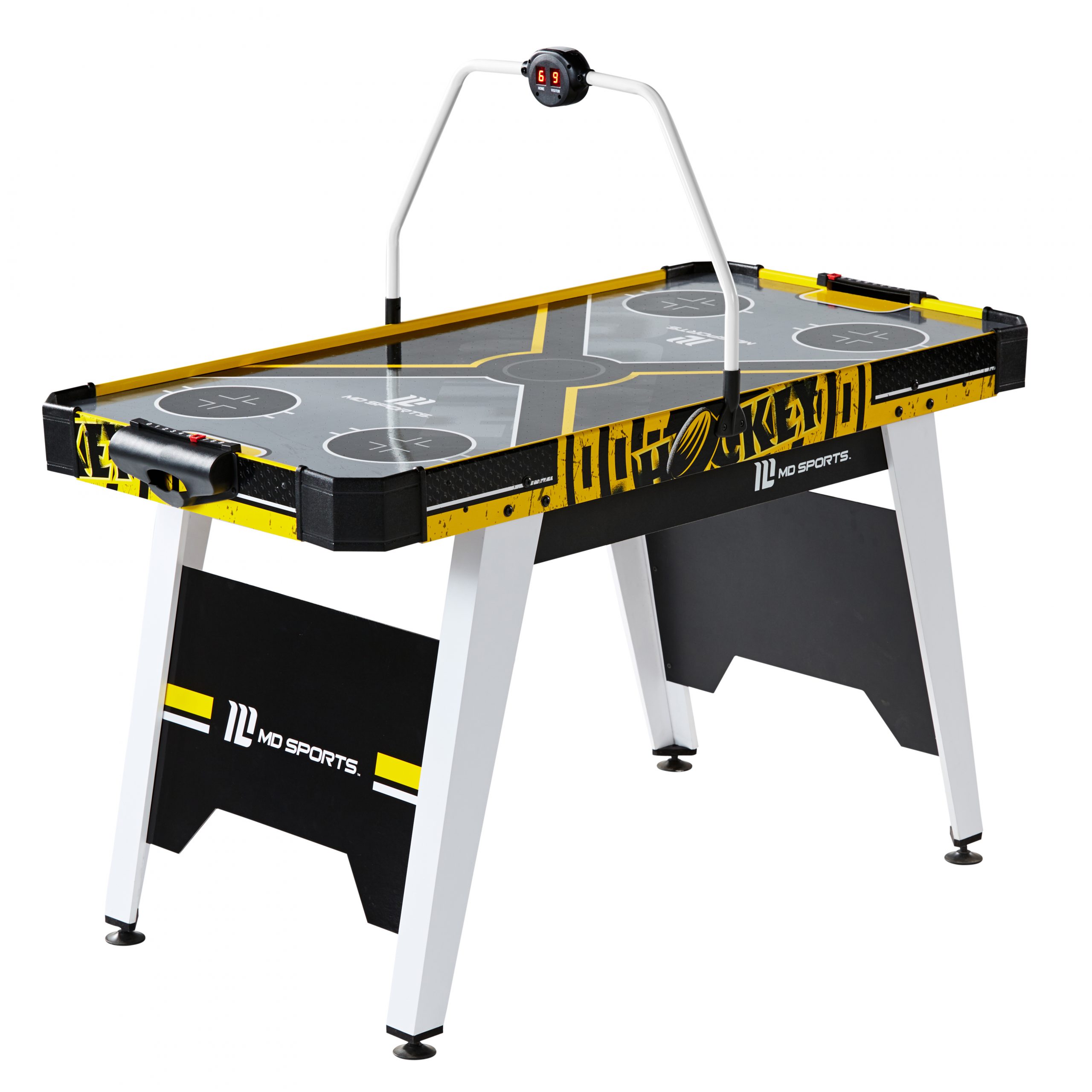 Black and yellow MD Sports 54-Inch Air Hockey Game Table