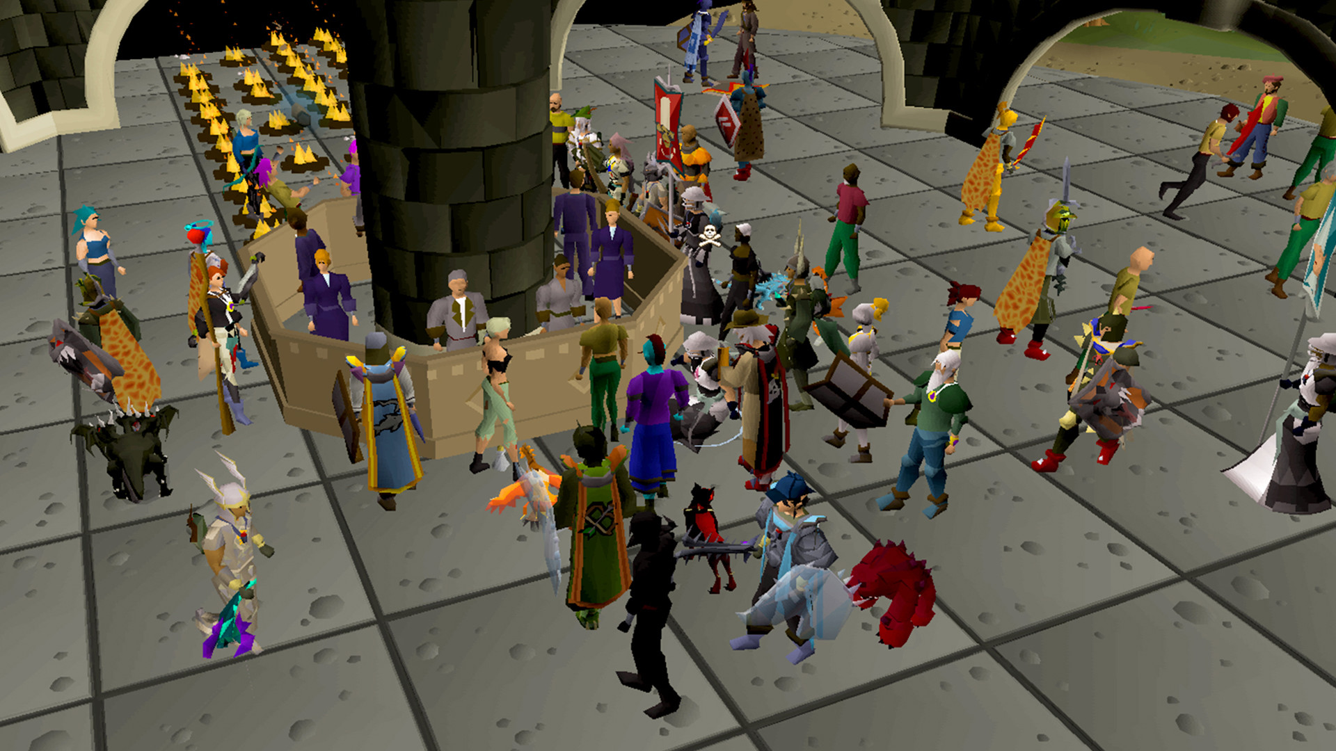 Different characters of Old School RuneScape in a game