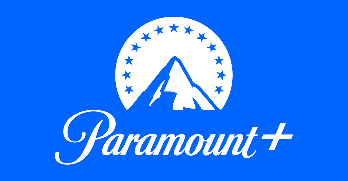 Paramount plus logo on a blue background