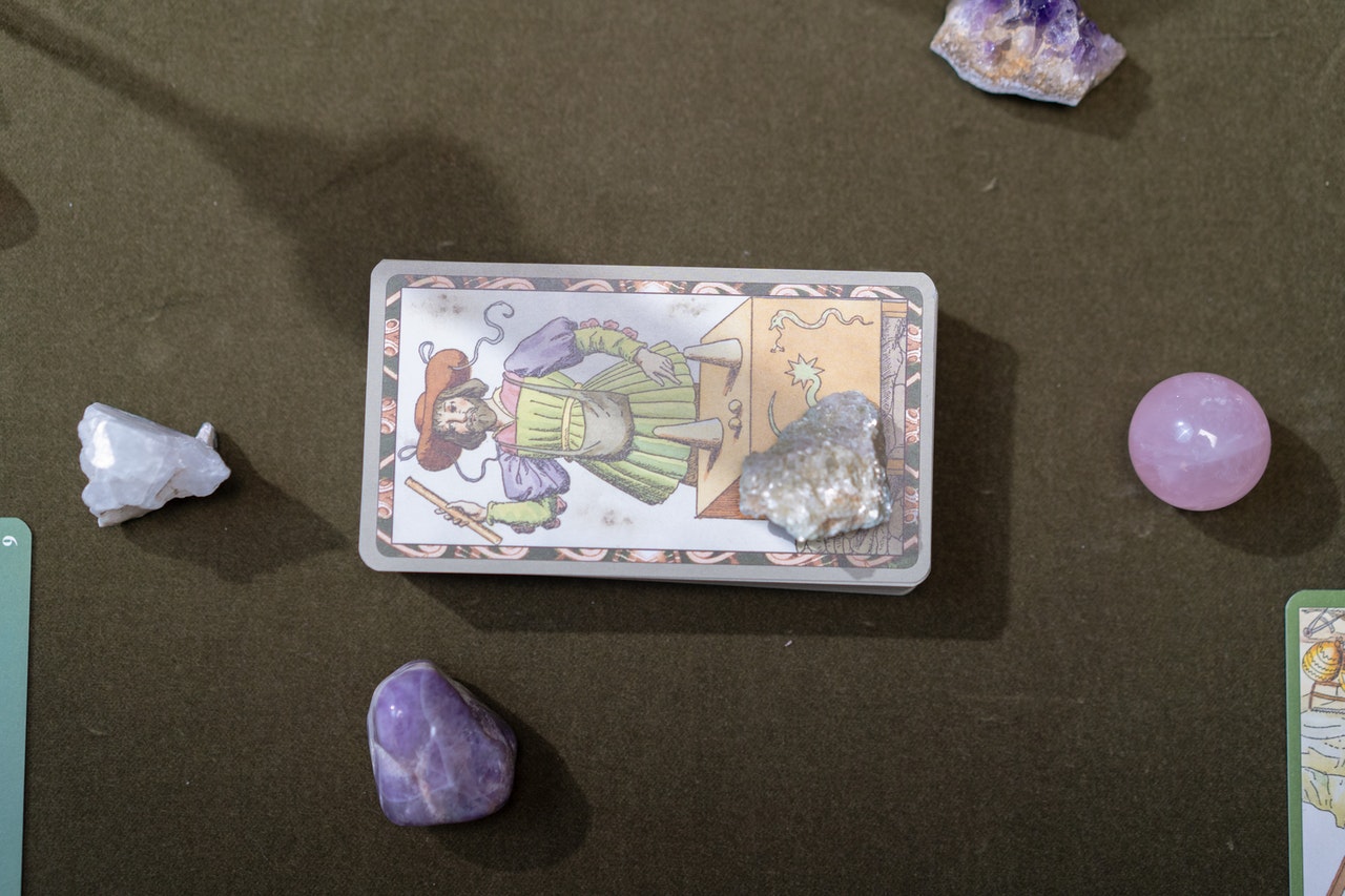 Tarot Cards and stones on the table