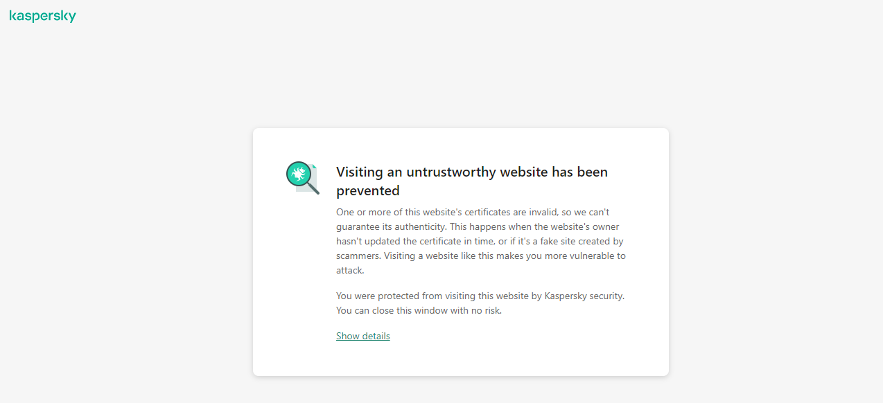 Kaspersky finds one MoviesCouch site to be untrustworthy
