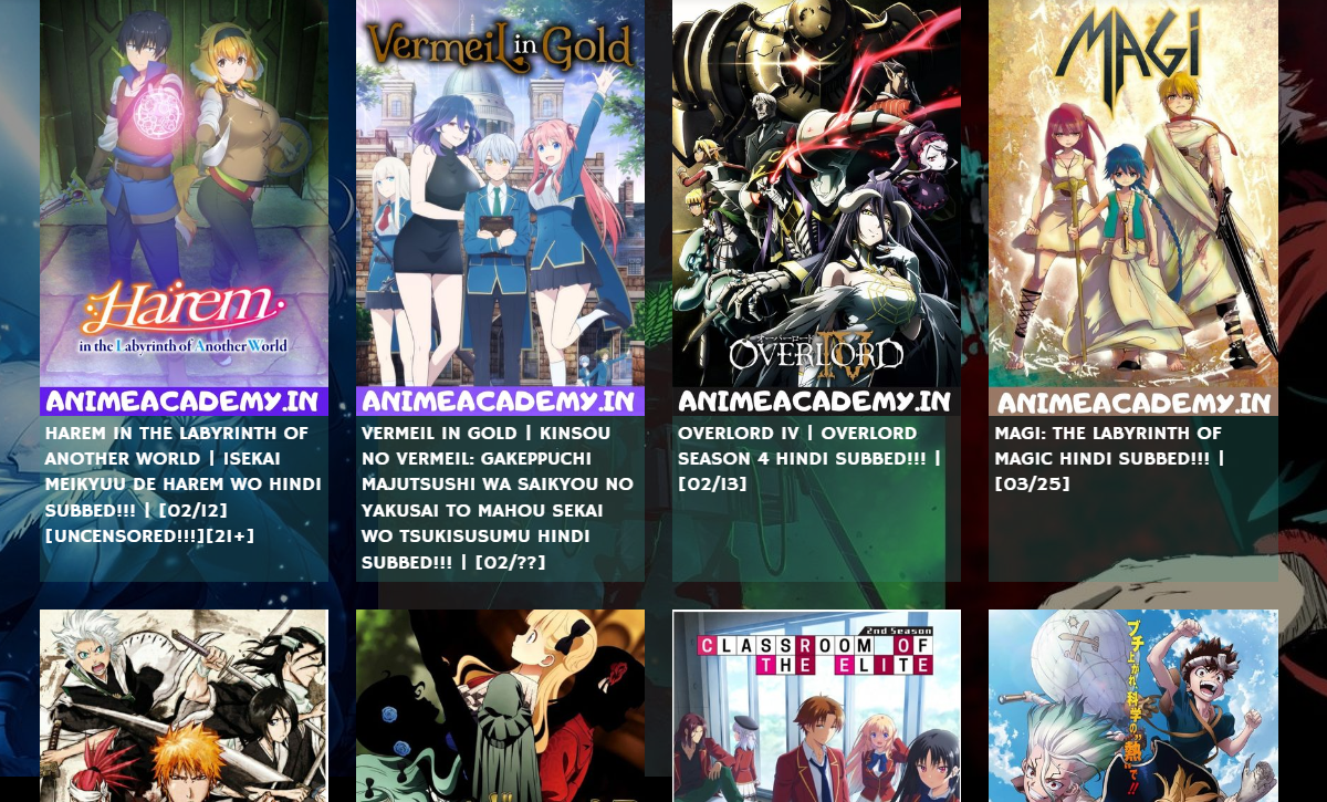 Latest anime release by AnimeAcademy, including ‘Harem,’ ‘Vermeil in Gold,’ ‘Overlord IV’ and ‘Magi’