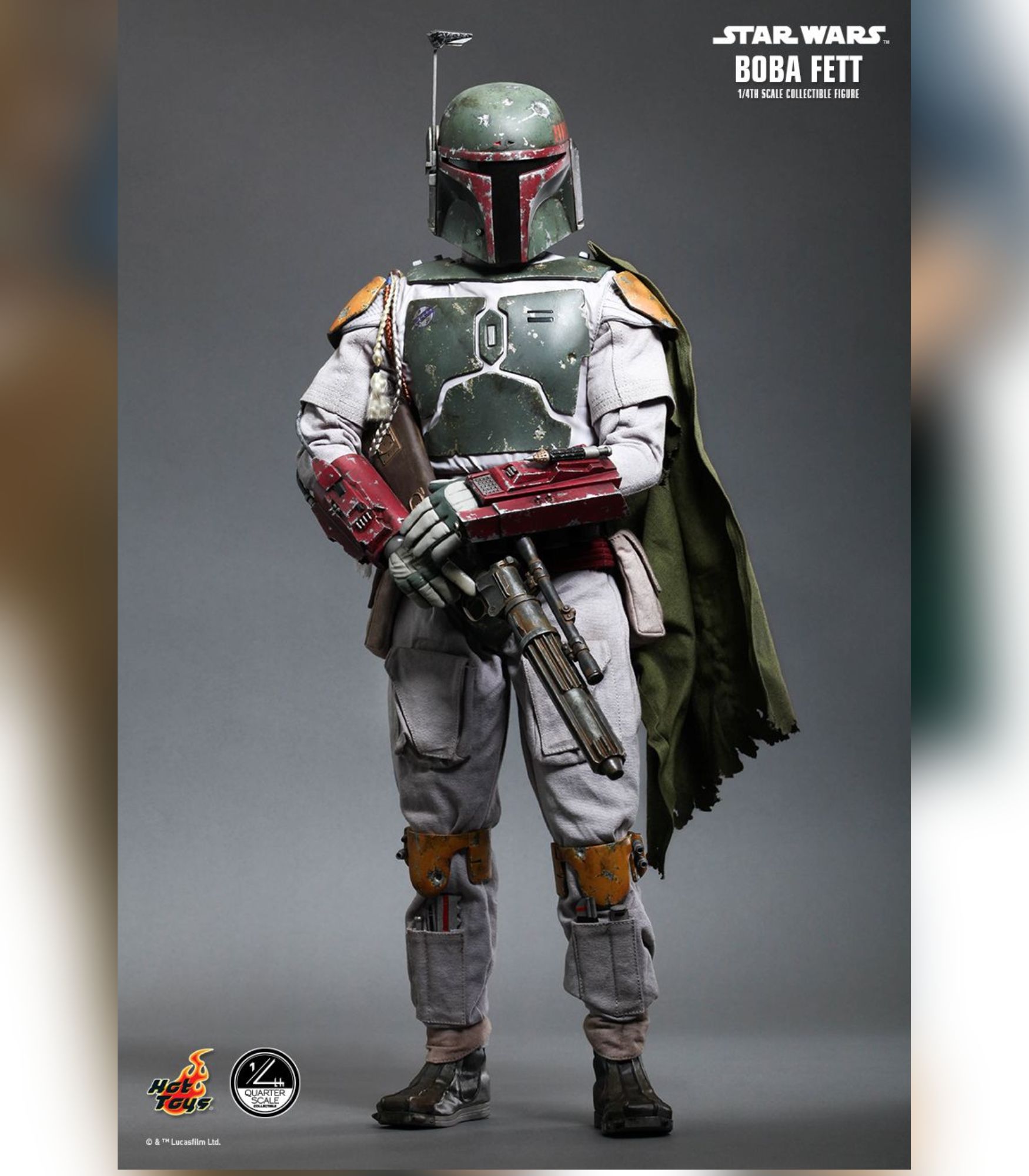 A fighter with a gun and a Boba Fett in Star Wars