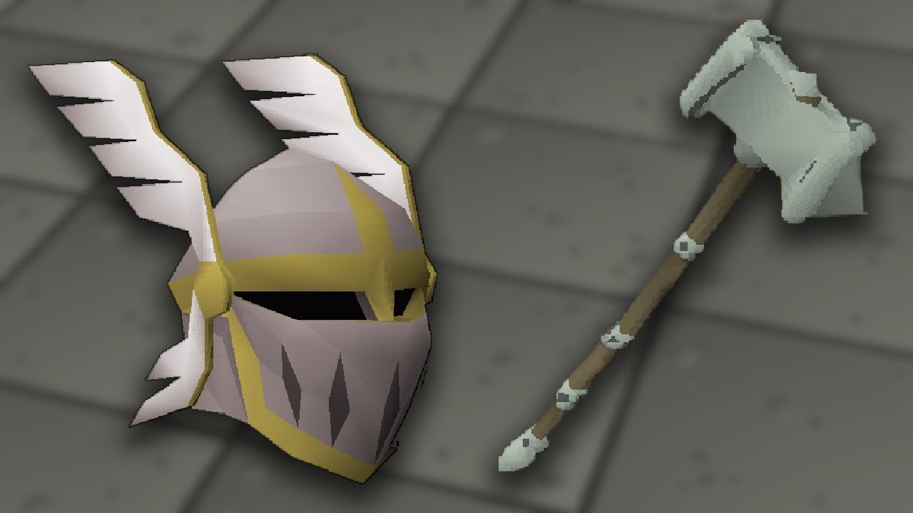 Neitiznot faceguard and axe on a grey background