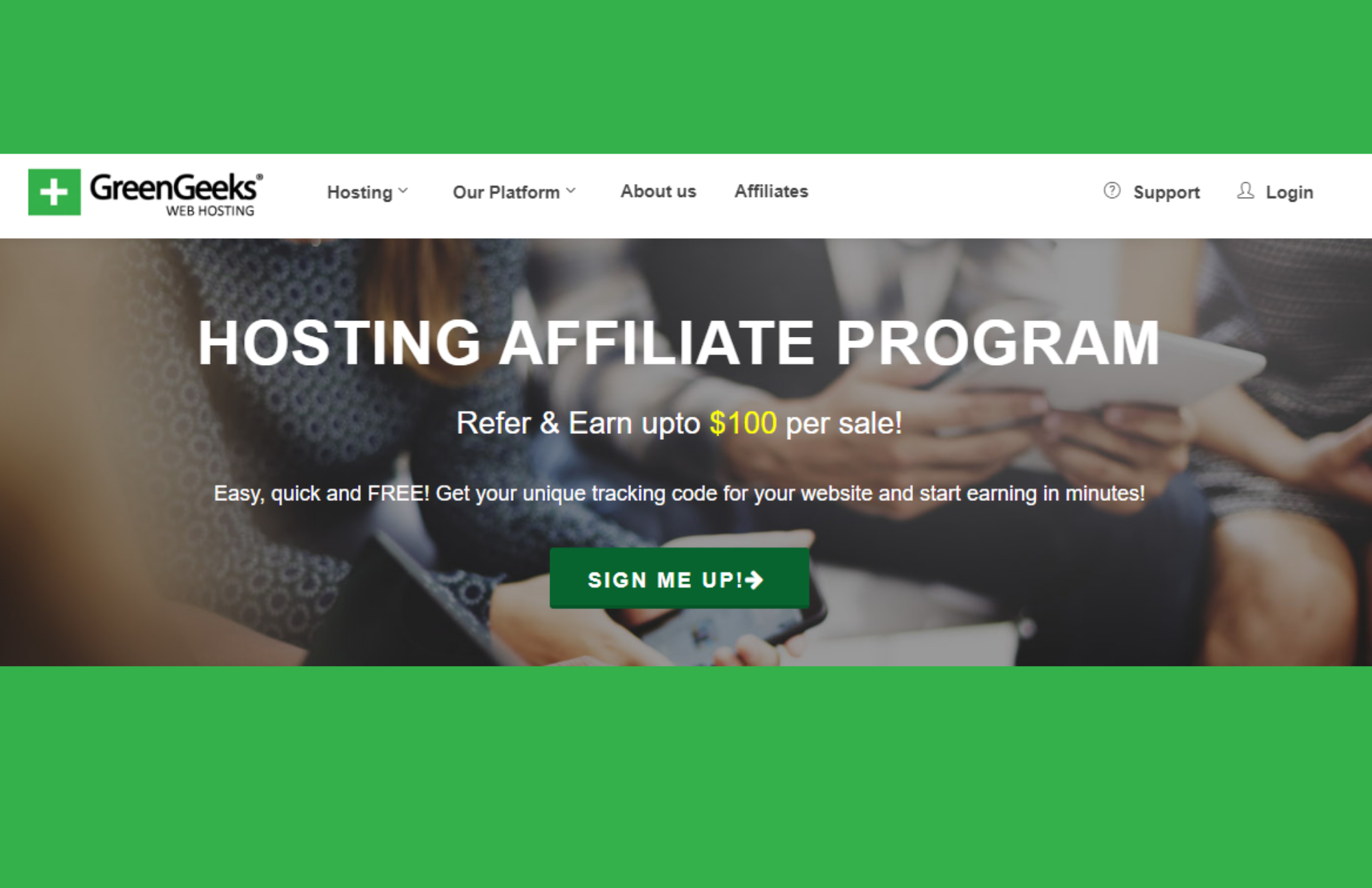 The affiliate program in GreenGeeks website