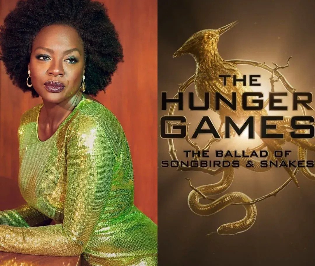 Viola Davis beside a promo movie poster for ‘The Ballad of Songbirds and Snakes’