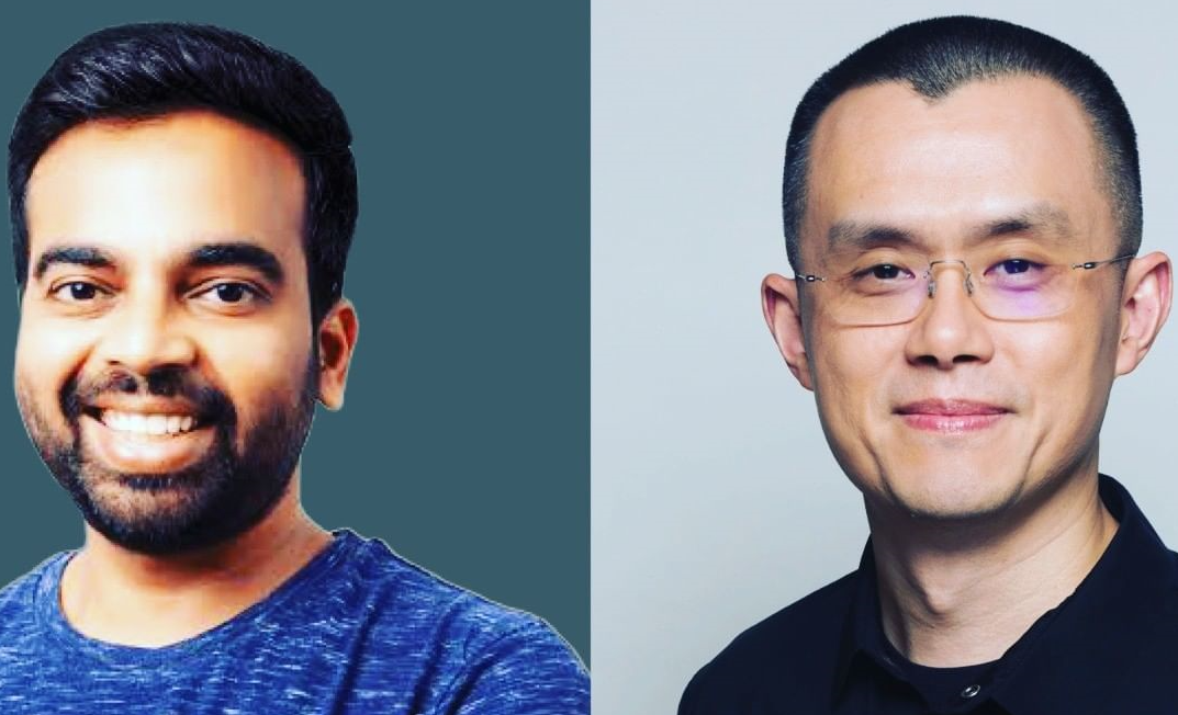 WazirX co-founder Nischal Shetty and Binance CEO CZ Zhao