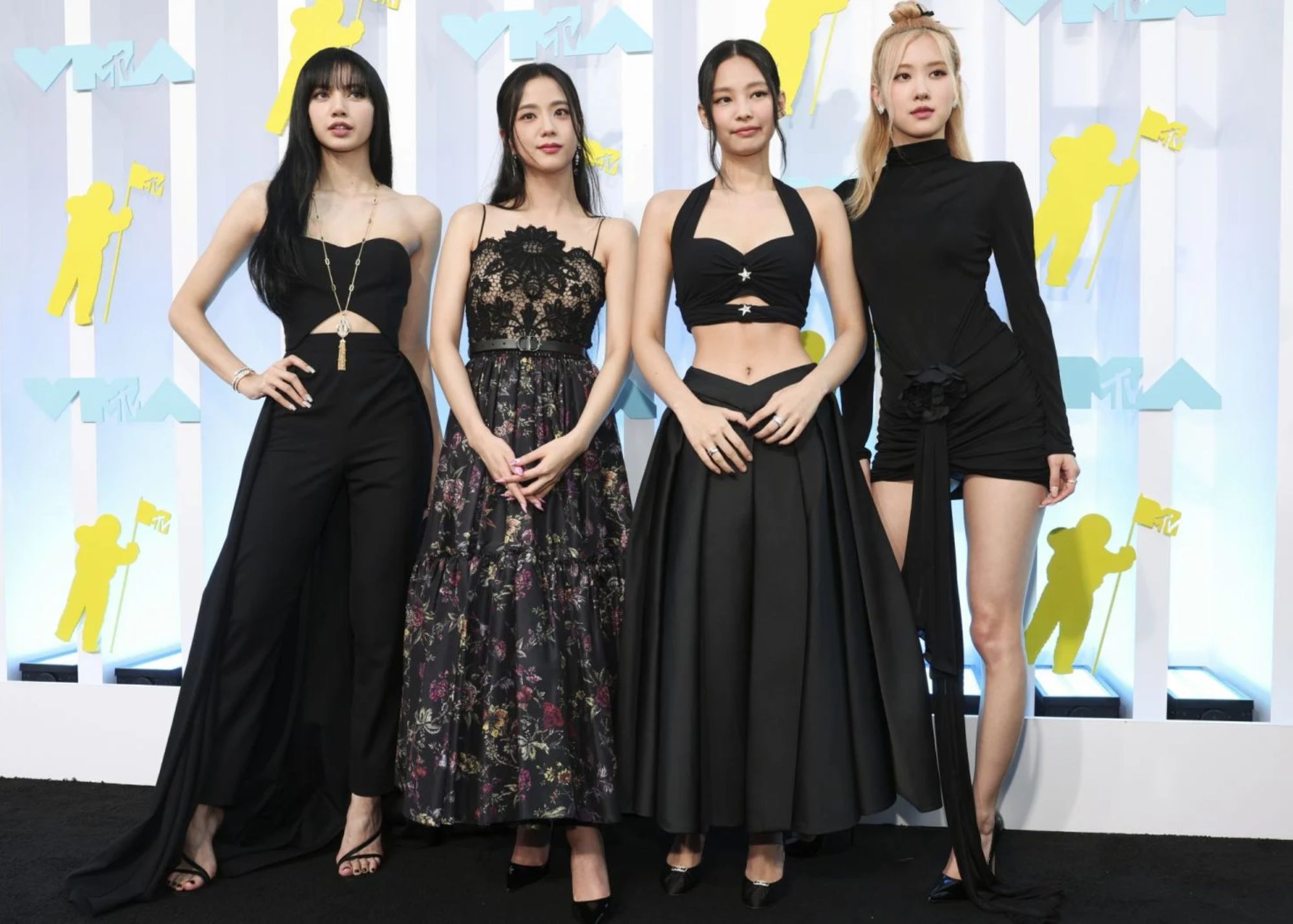 Blackpink wears all black-colored outfit with each member wearing pieces from their respective brands