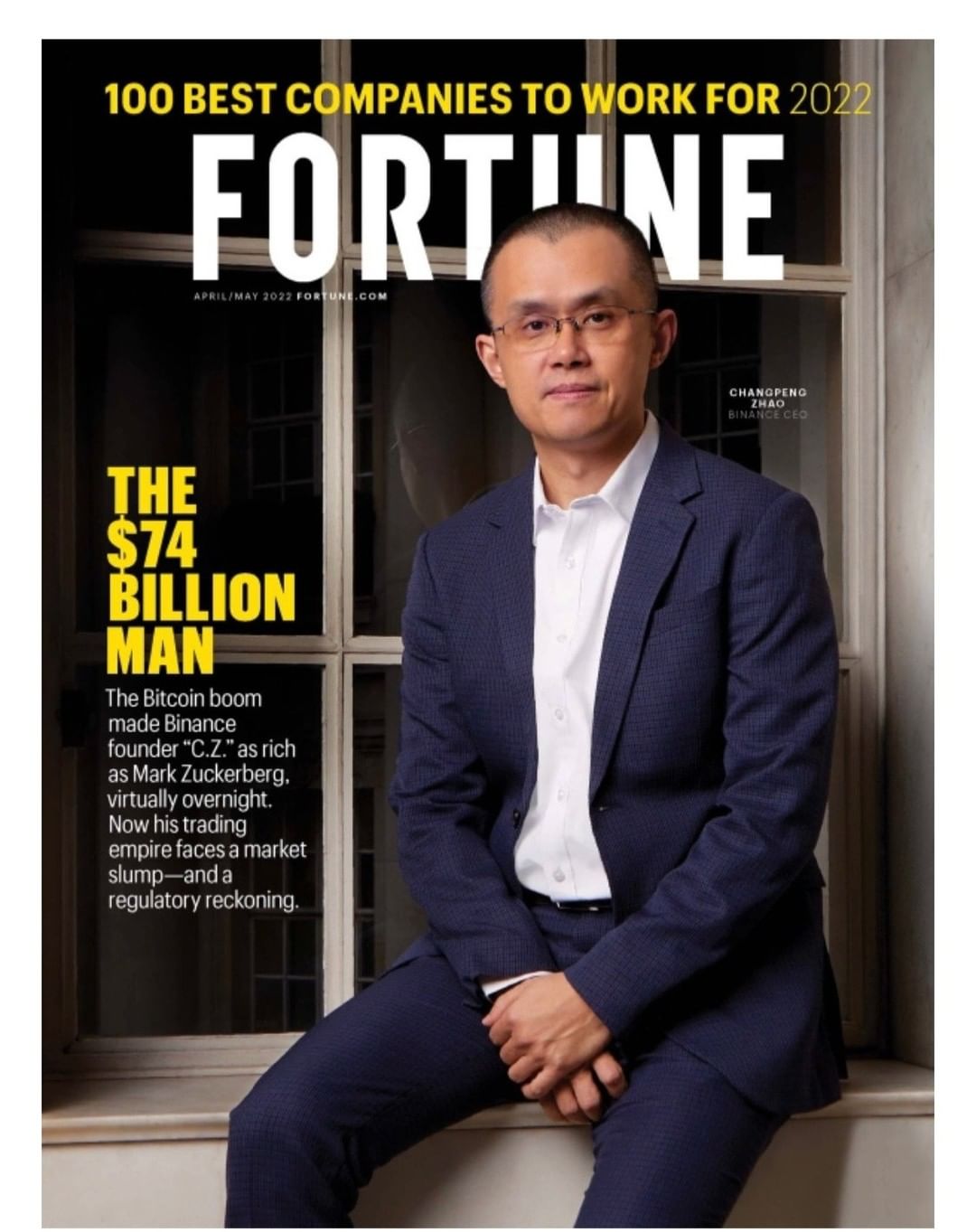 The $74 billion-man Changpeng Zhao on the cover of Fortune April-May 2022 issue