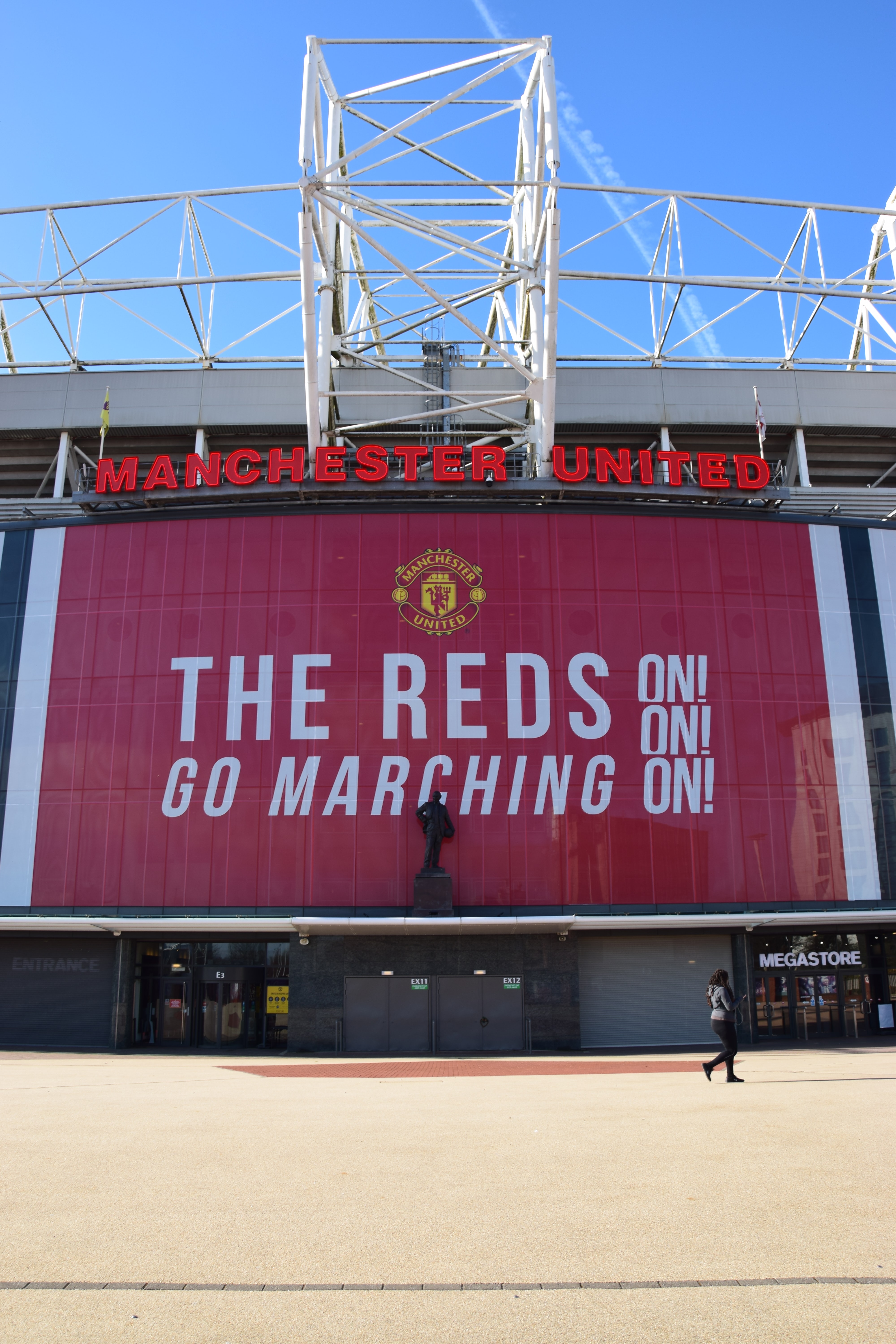 Old Trafford screen in the entrance of the stadium