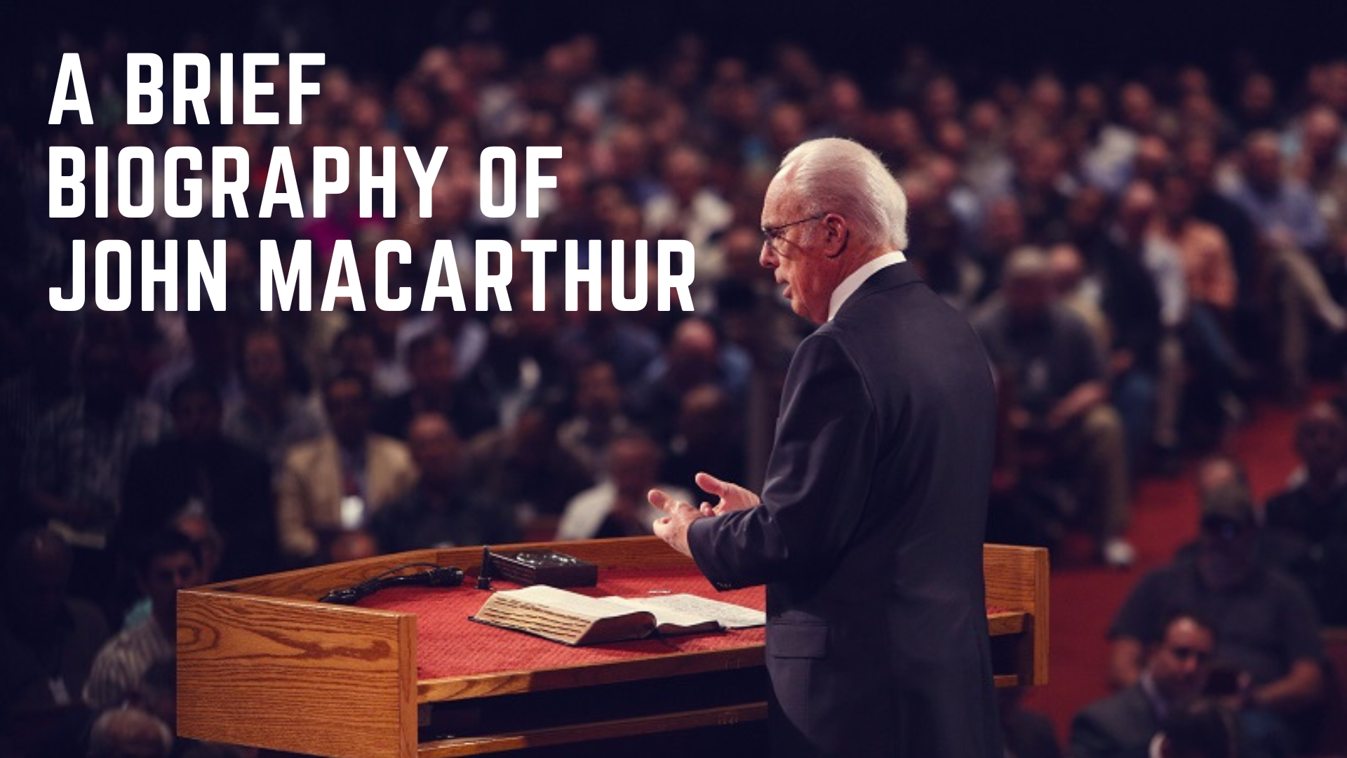 John Macarthur standing in front of a big crowd while preaching with words Net Worth Of John Macarthur