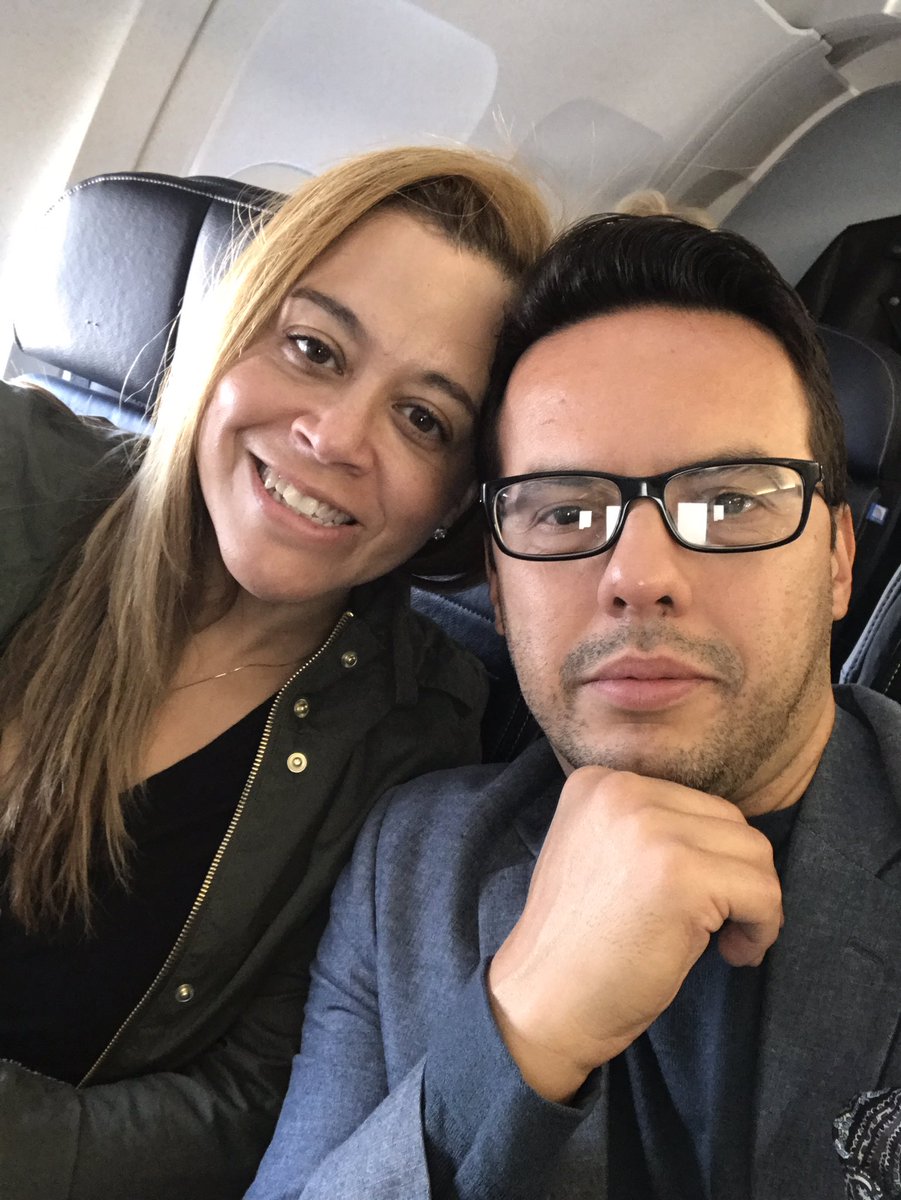 Samuel Rodriguez with his wife Eva in plane