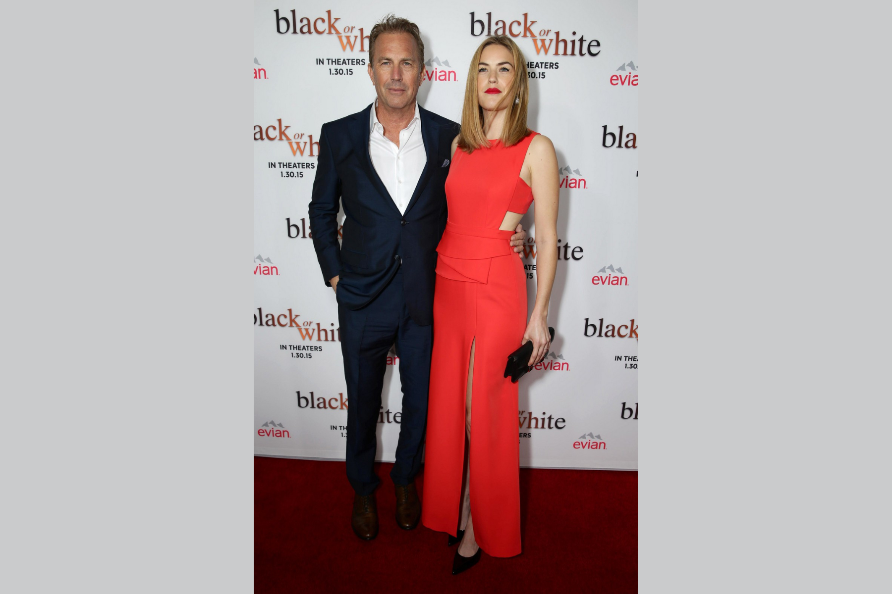 Lily Costner attended an event with her father Kevin holding her waist