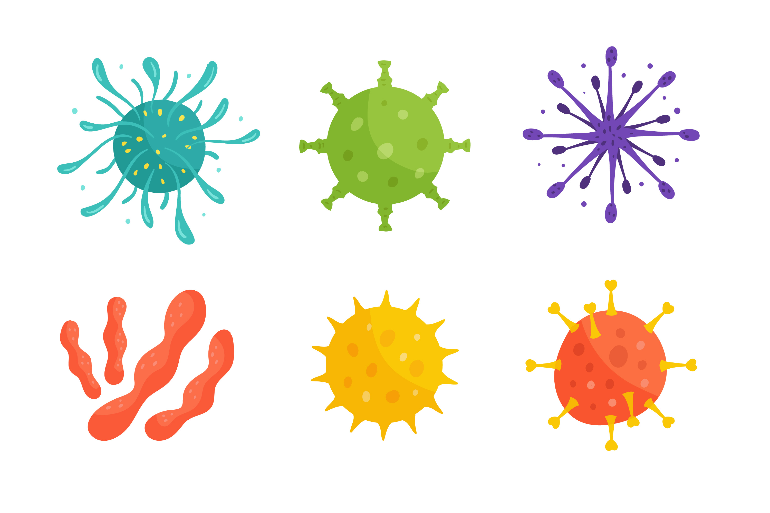 Virus diagrams in different colors