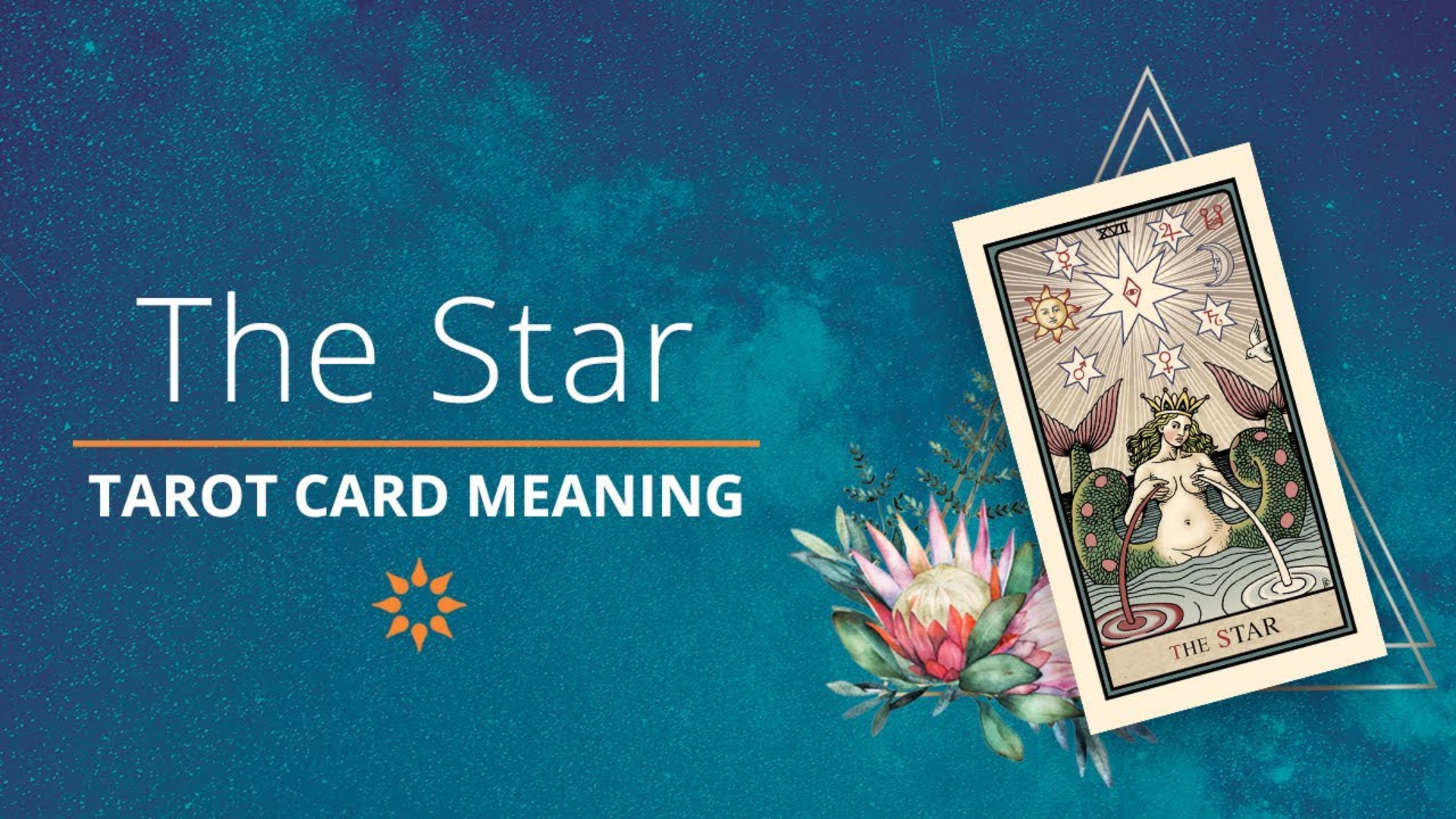 A star tarot cars on the right wih a flower beside it and words The Star Tarot Card Meaning And Significance