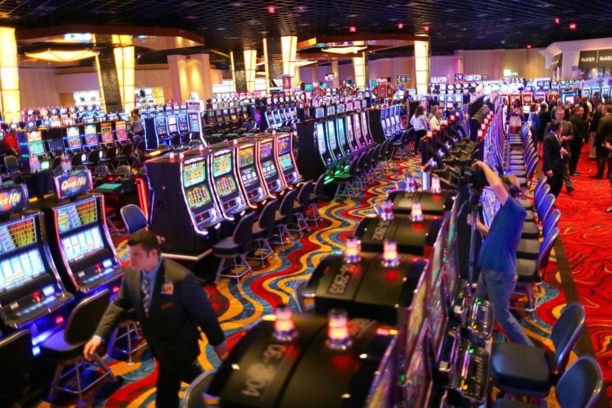 Slot machines inside a casino