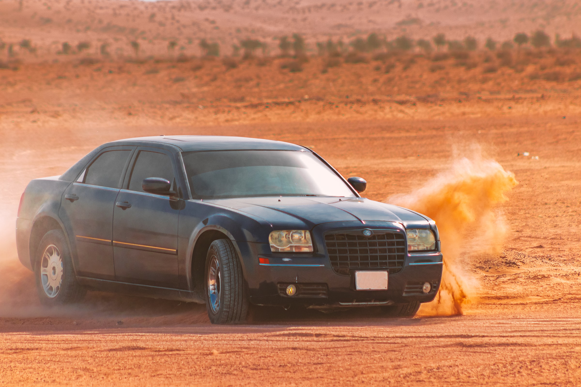 Luxury chrysler car in the desert
