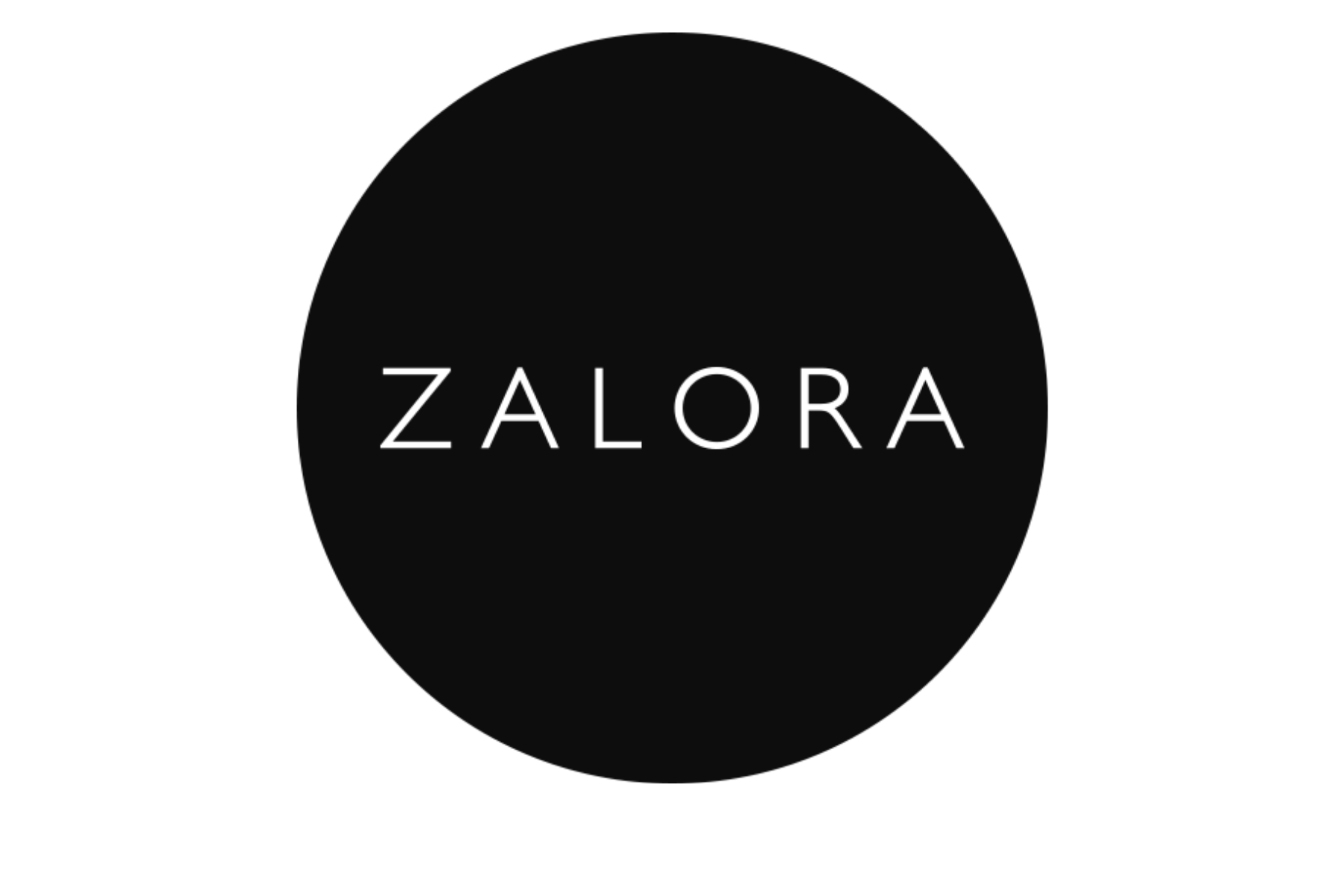 A Zalora logo with the word 'Zalora' inside a black circle