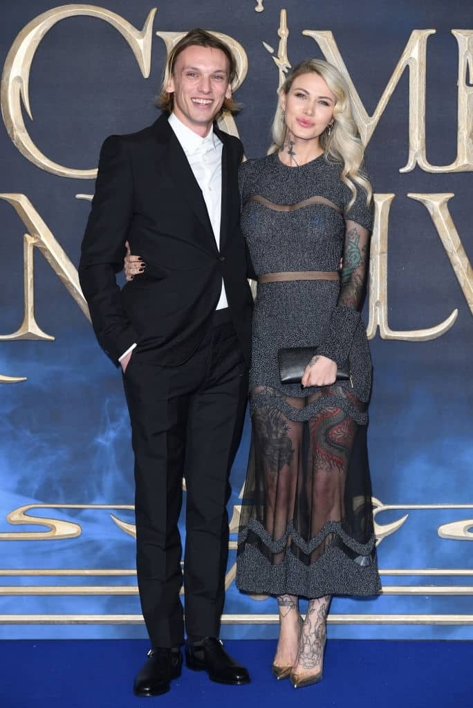 Jamie Campbell Bower and Ruby Quilter attend the UK Premiere of "Fantastic Beasts: The Crimes Of Grindelwald" at Cineworld Leicester Square on November 13, 2018 in London, England