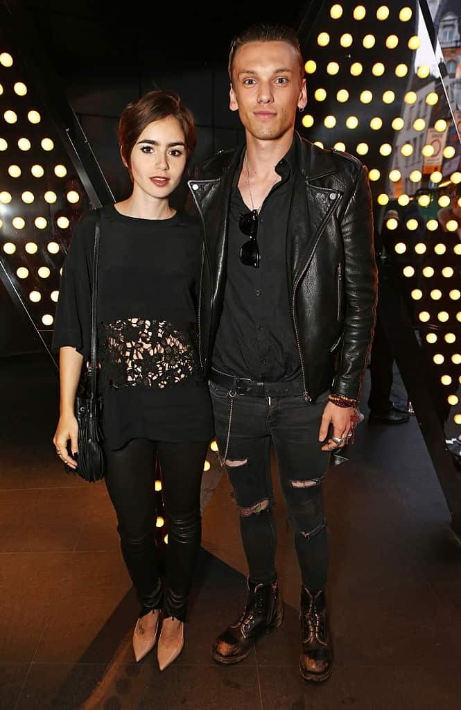 Lily Collins and Jamie Campbell Bower attend the launch of W London - Leicester Square's Britpop Vinyl Collection curated by DJ Lauren Laverne