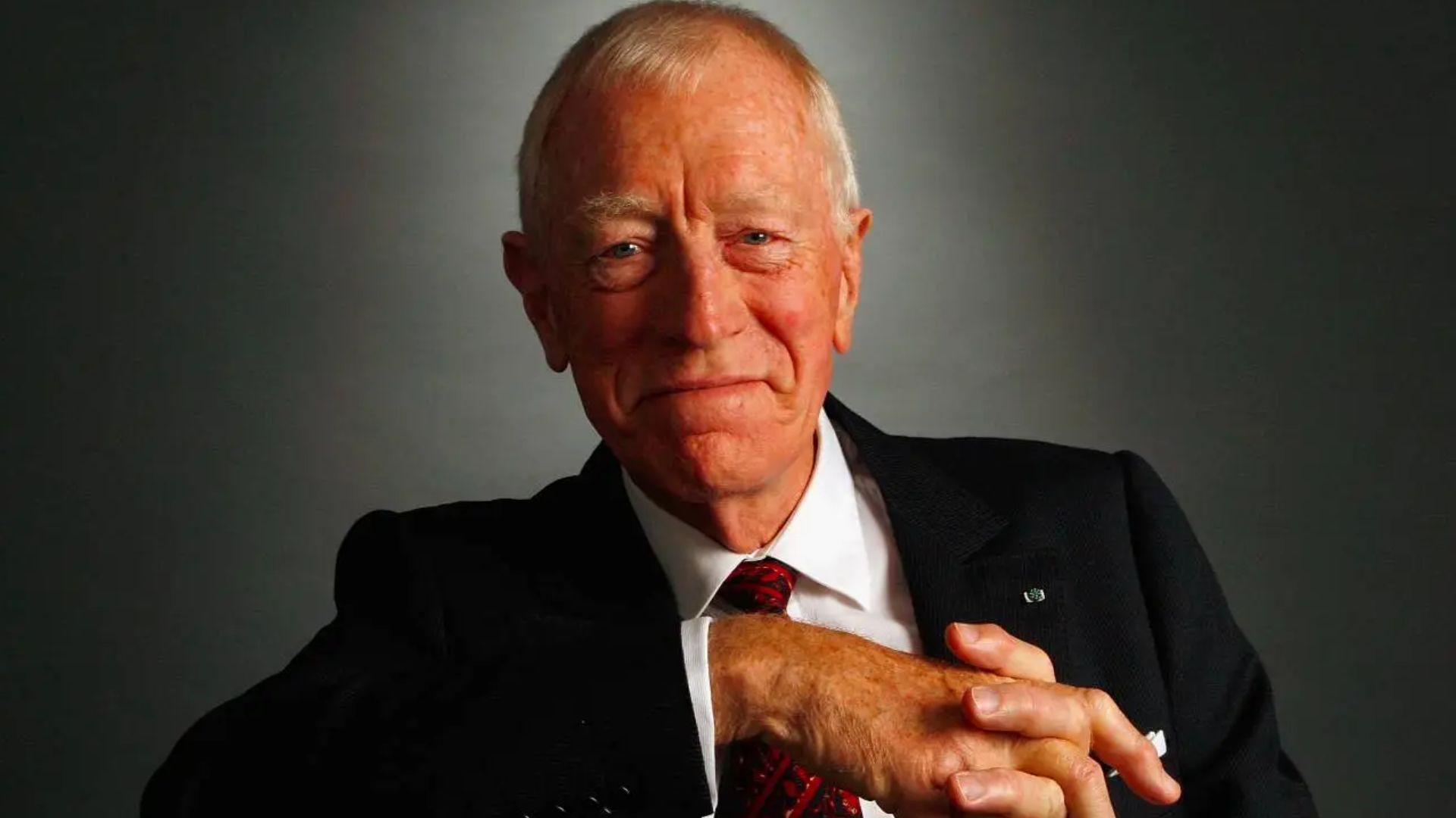 Max Von Sydow Smiling In Formal Clothing 