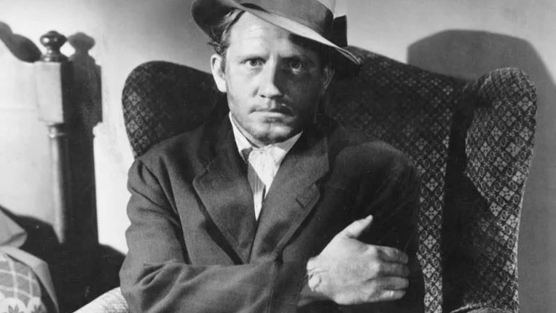 Spencer Tracy hand On Shoulder Staring In Camera