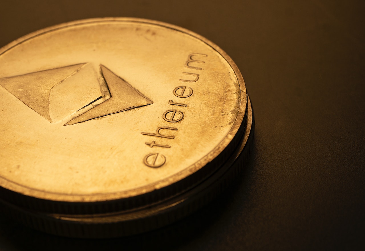 Close-Up of Ethereum Coins