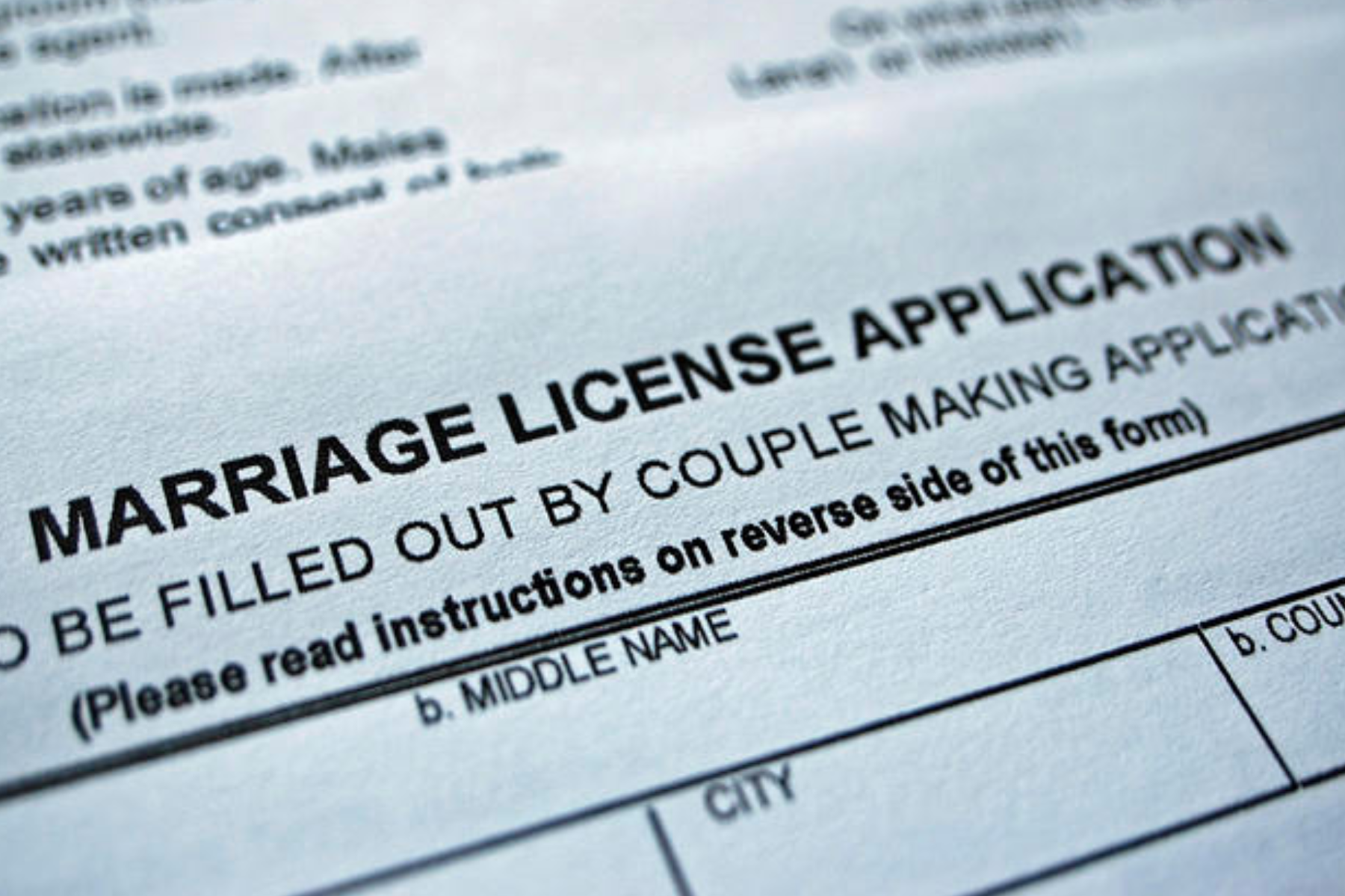 Marriage License application form