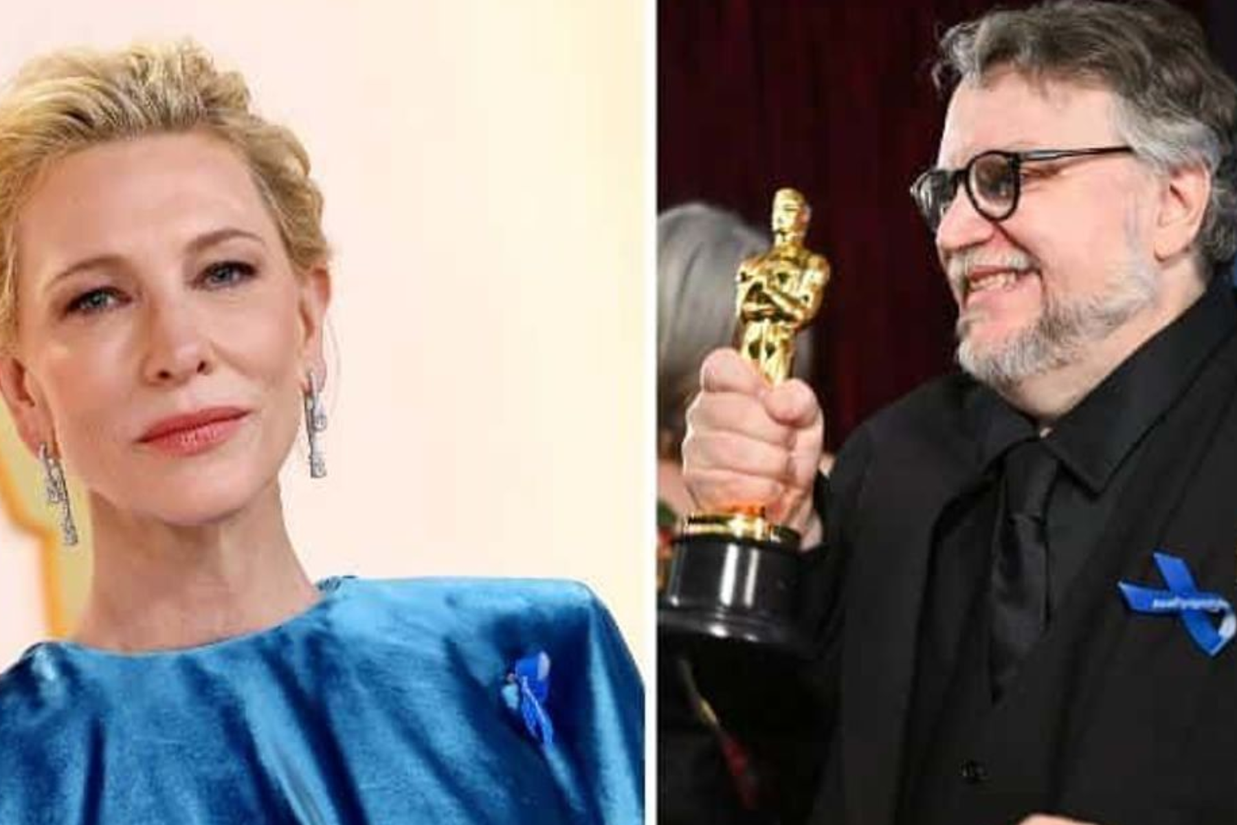 Celebrities Oscars Blue Ribbons Symbolize Solidarity