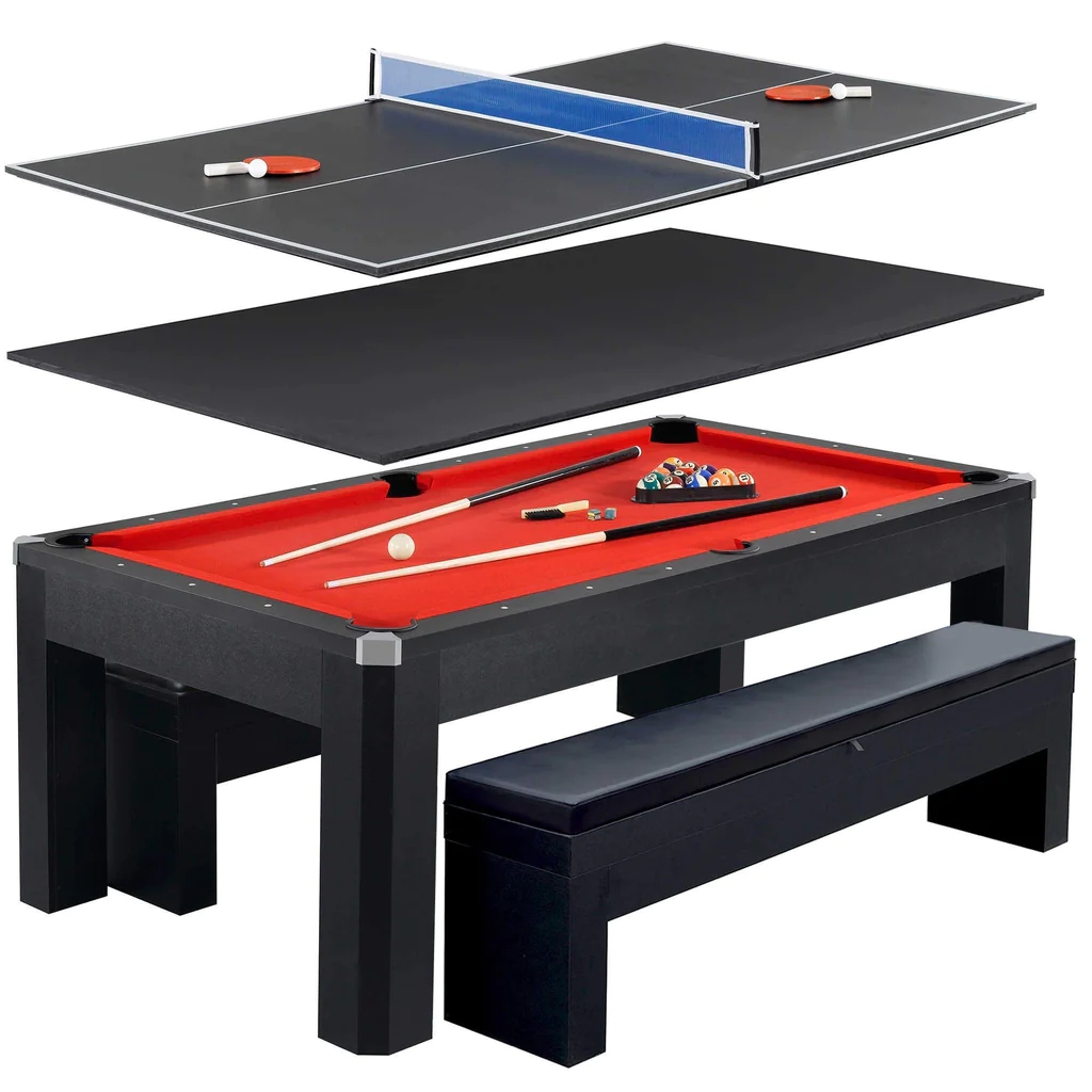 Hathaway Park Avenue 7' Pool Table Combo Set with its detachable bases