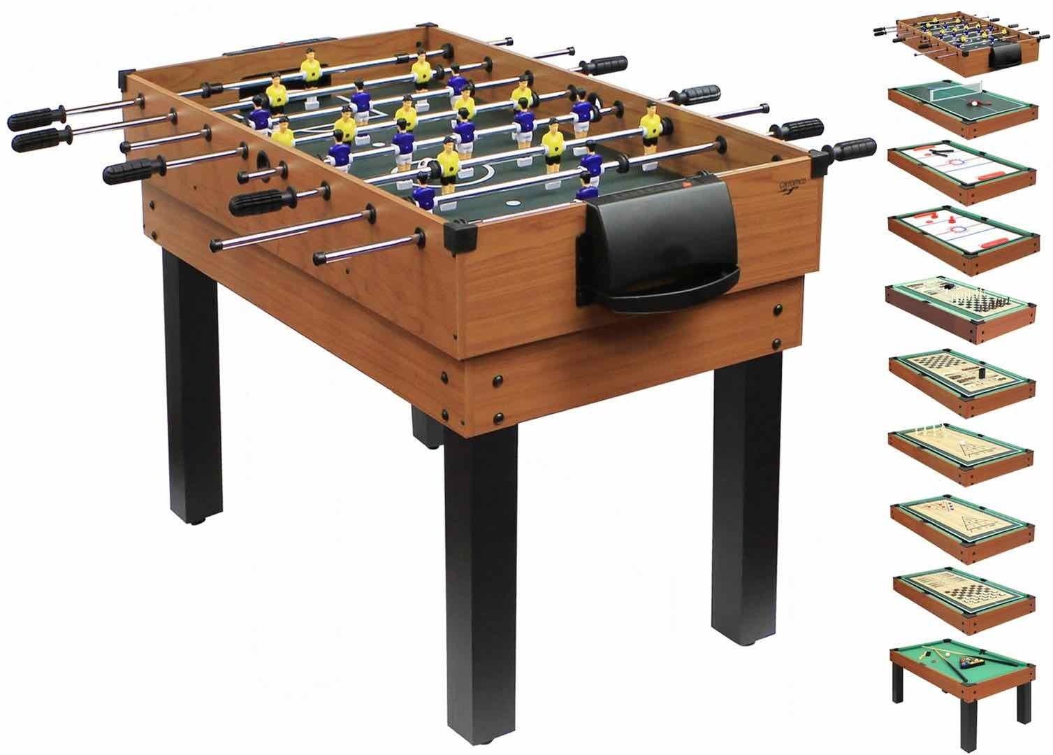 Carromco 10 in 1 game table with 10 different game bases