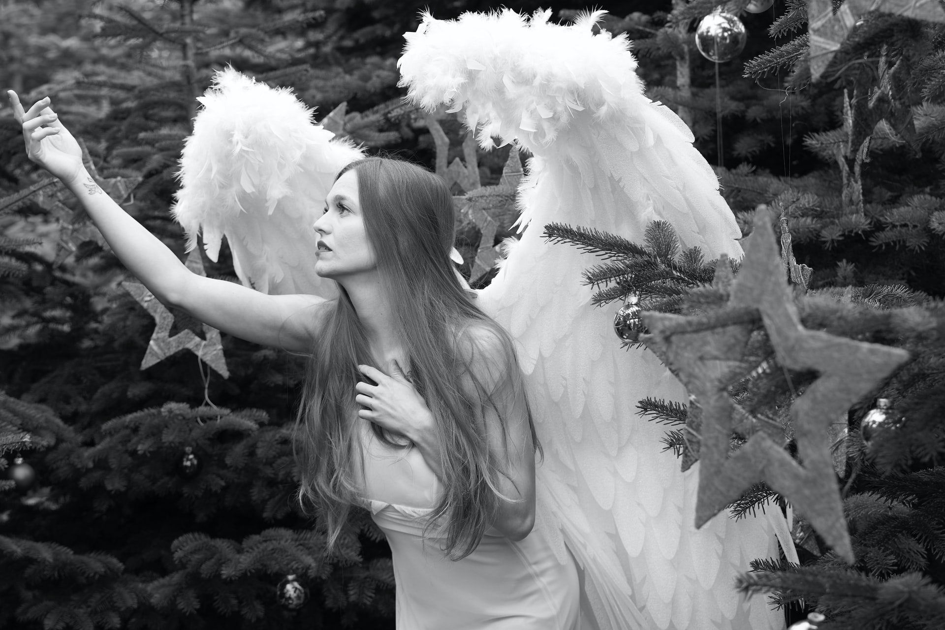 A Girl With White Angelic Wings