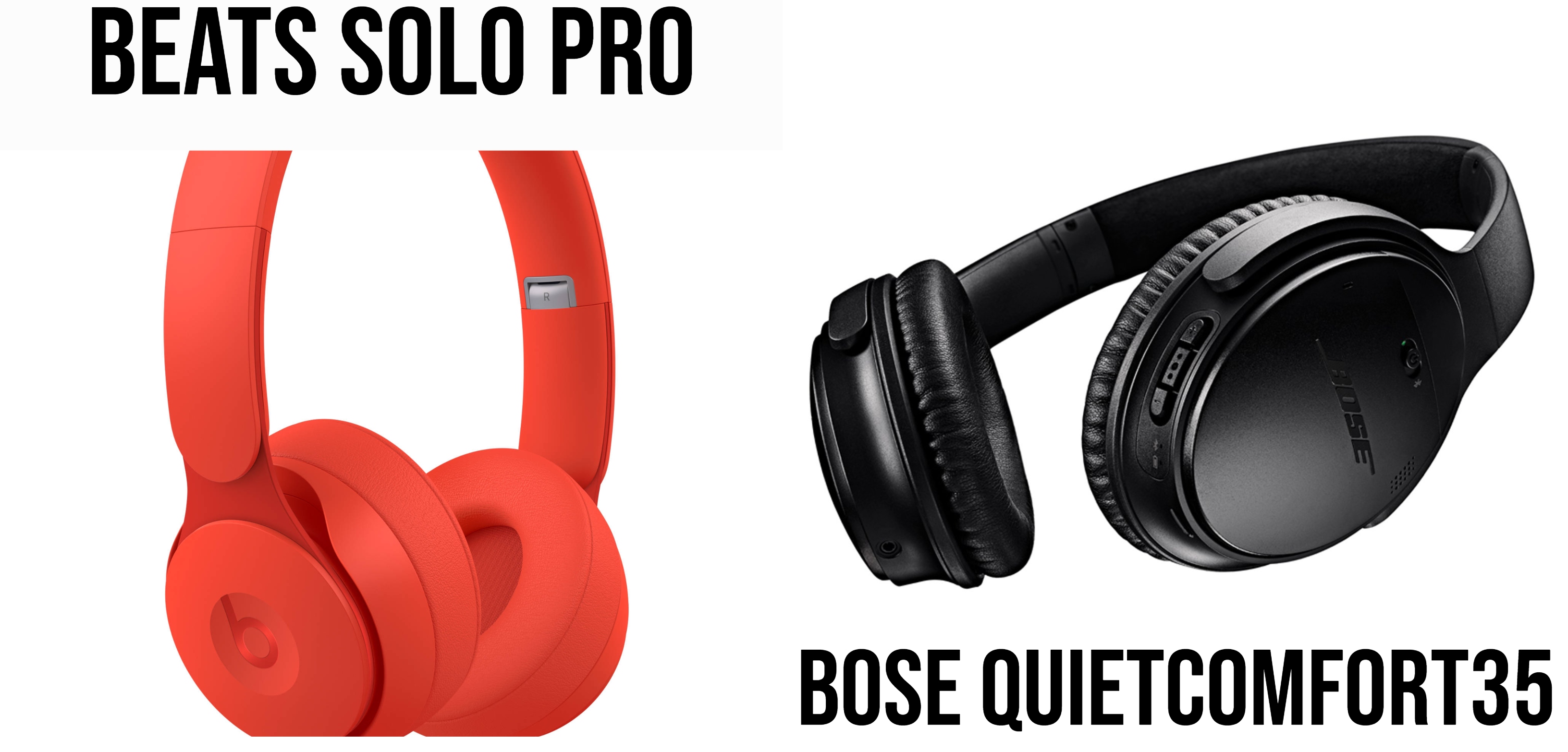 Beats Solo Pro vs Bose QuietComfort 35 collage