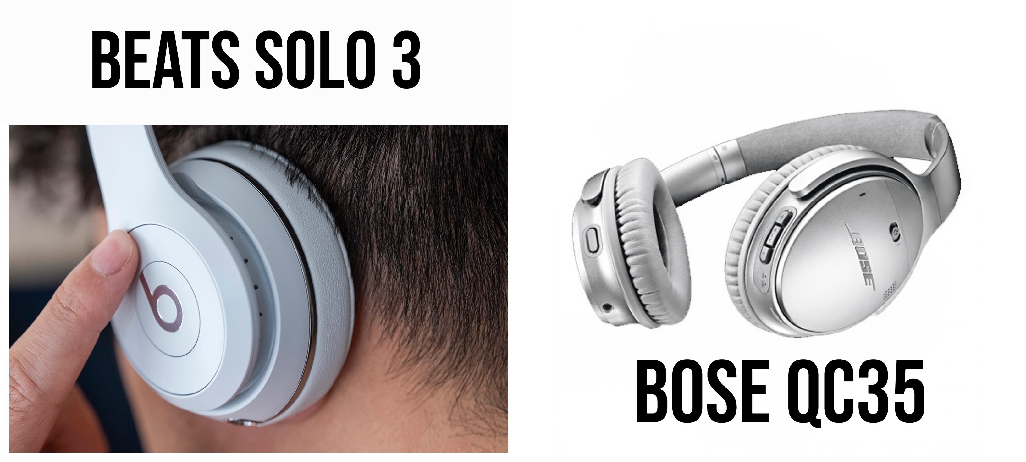 Beats Solo 3 and Bose QC35 collage