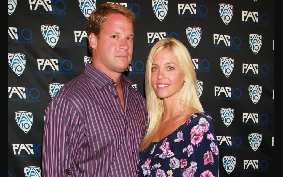 Layla Kiffin with her ex-husband Lane Kiffin at an event