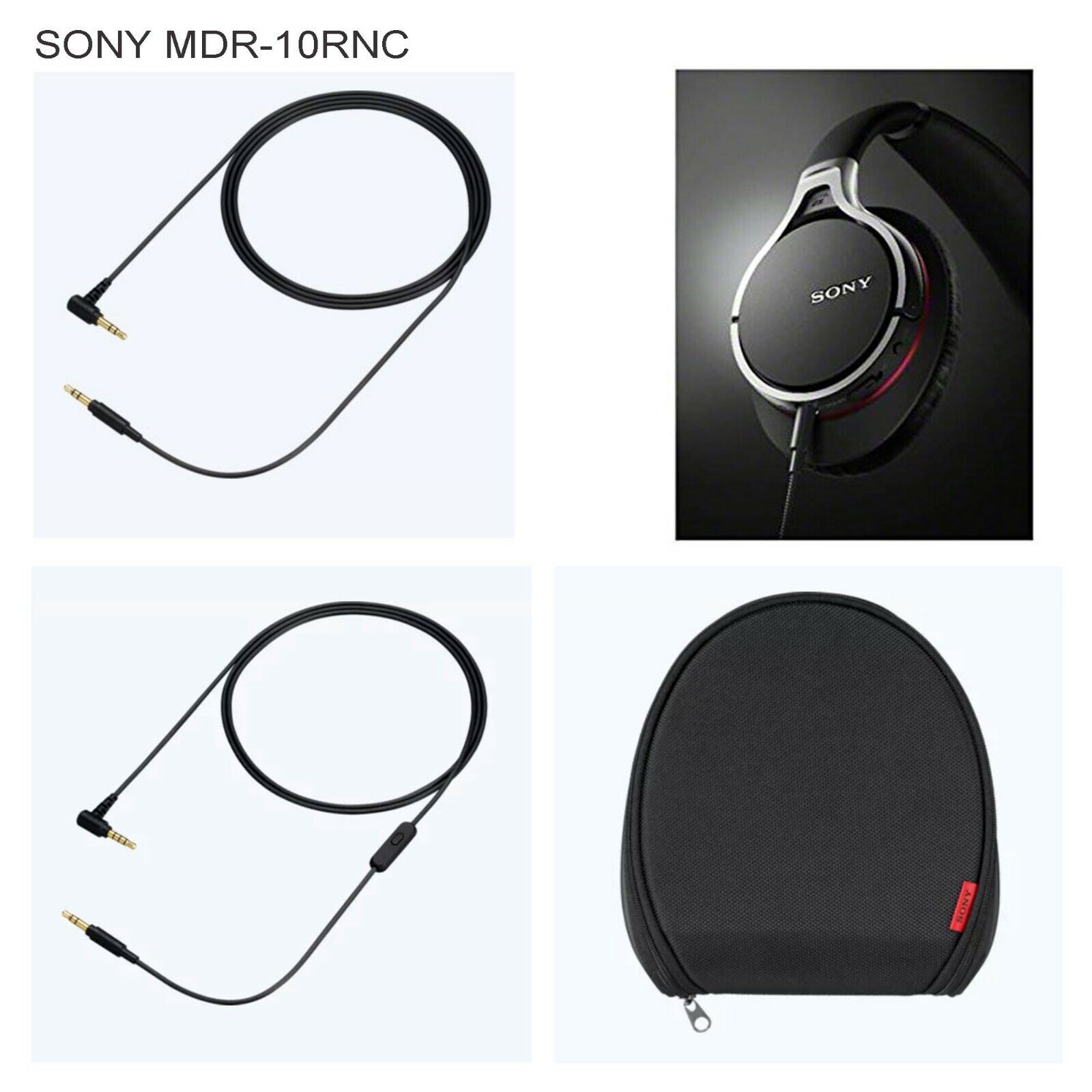 Sony MDR10RNC Premium headphones, cord, and its bag