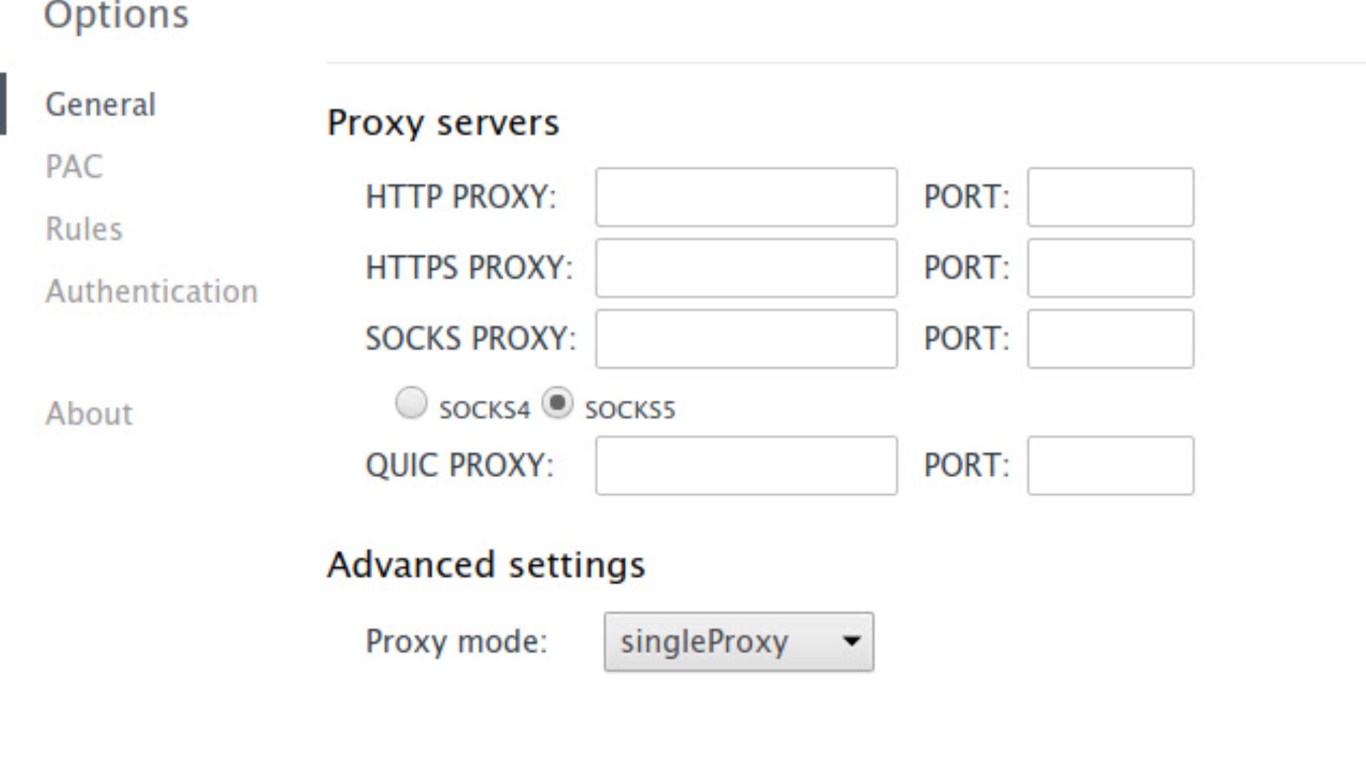 Proxy Helper User Interface
