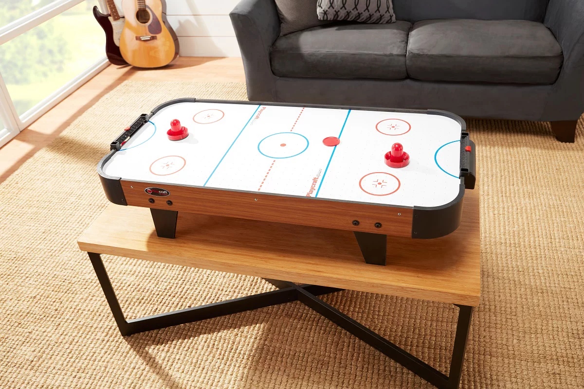Playcraft Sport 40-Inch Table Top Air Hockey on a wooden table