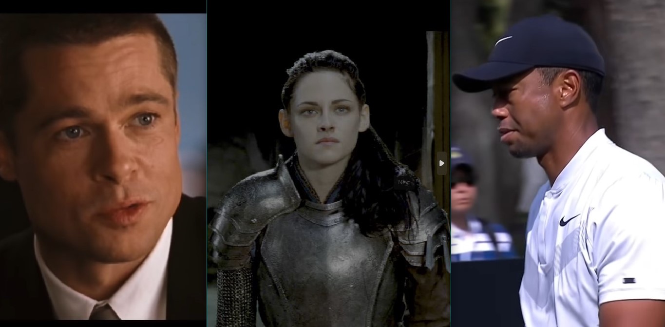 Brad Pitt in ‘Mr. & Mrs. Smith;’ Kristen Stewart in ‘Snow White and the Huntsman;’ Tiger Woods