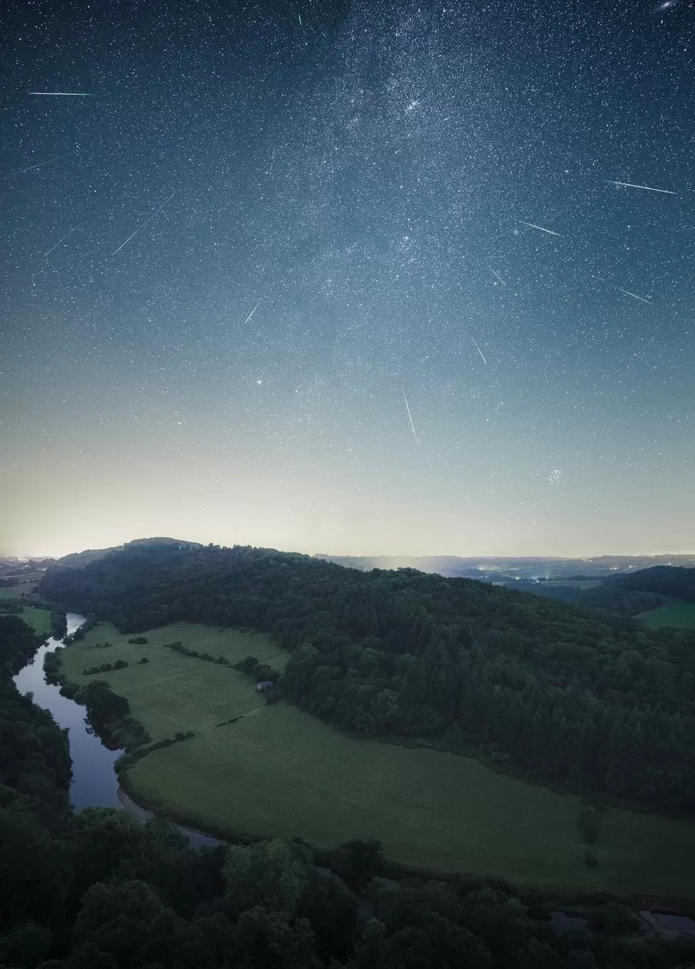 Callum White's captured photo of the Perseid meteor shower in the Wye Valley.