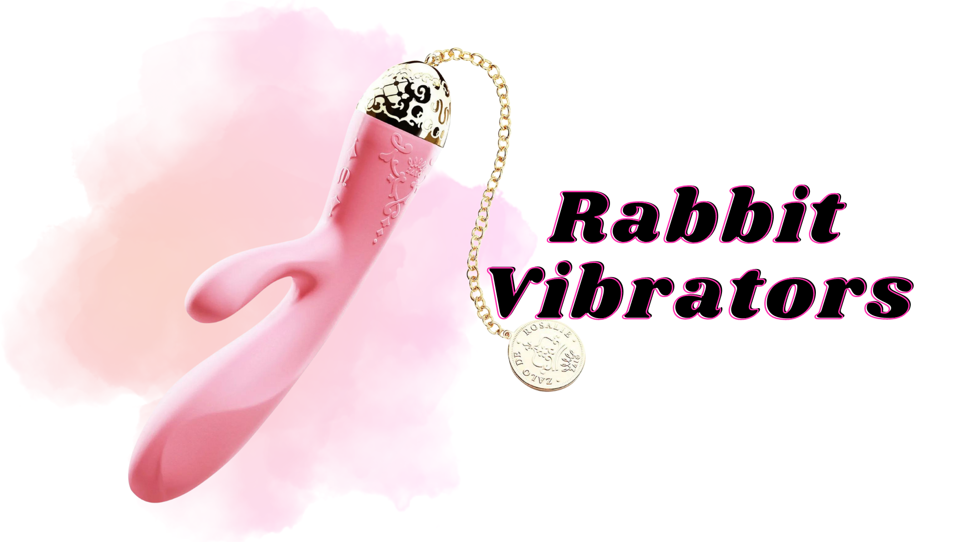 A pink Rabbit Vibrator with gold chain
