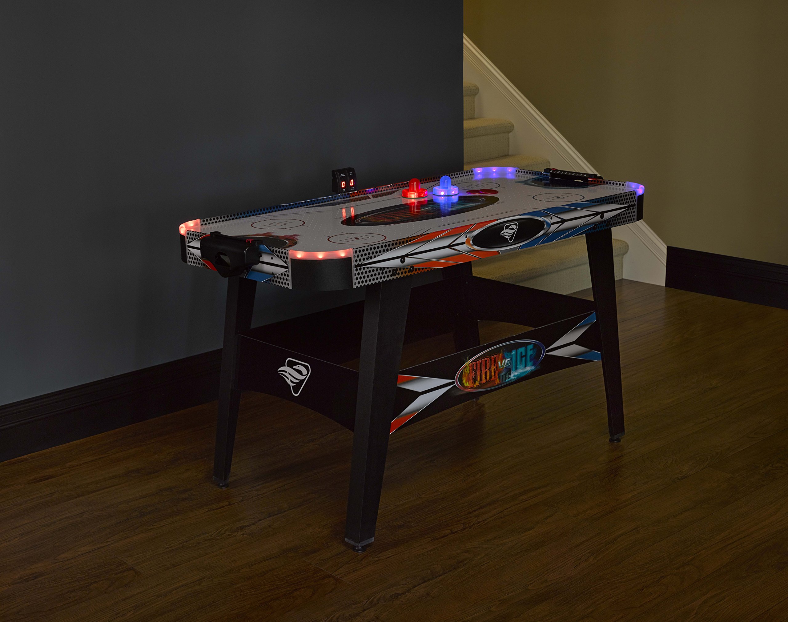 Triumph Fire ‘N Ice LED Lit Air Hockey Table in a room