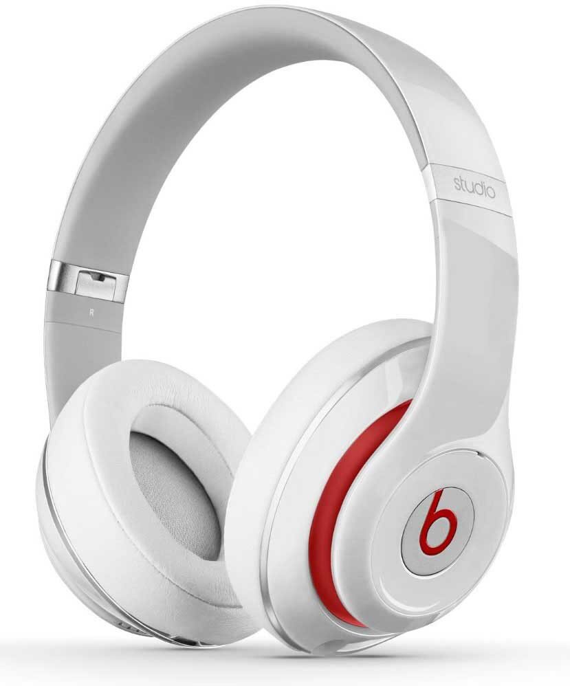 Red and white Beats headphone