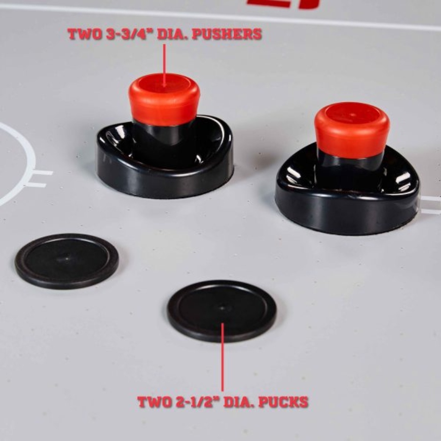 Pushers and pucks of ESPN 84 Glacier Arcade Air Hockey Table