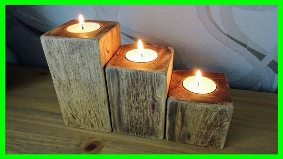 Three rustic wooden tealights in different sizes 